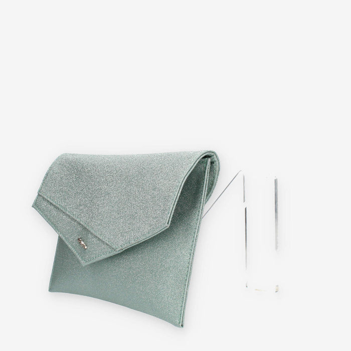 Albano Pochette da donna glitterata verde menta