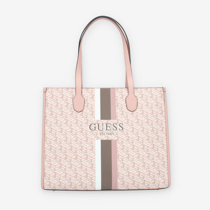 Guess Silvana Borsa modello shopping logata rosa a 3 scomparti