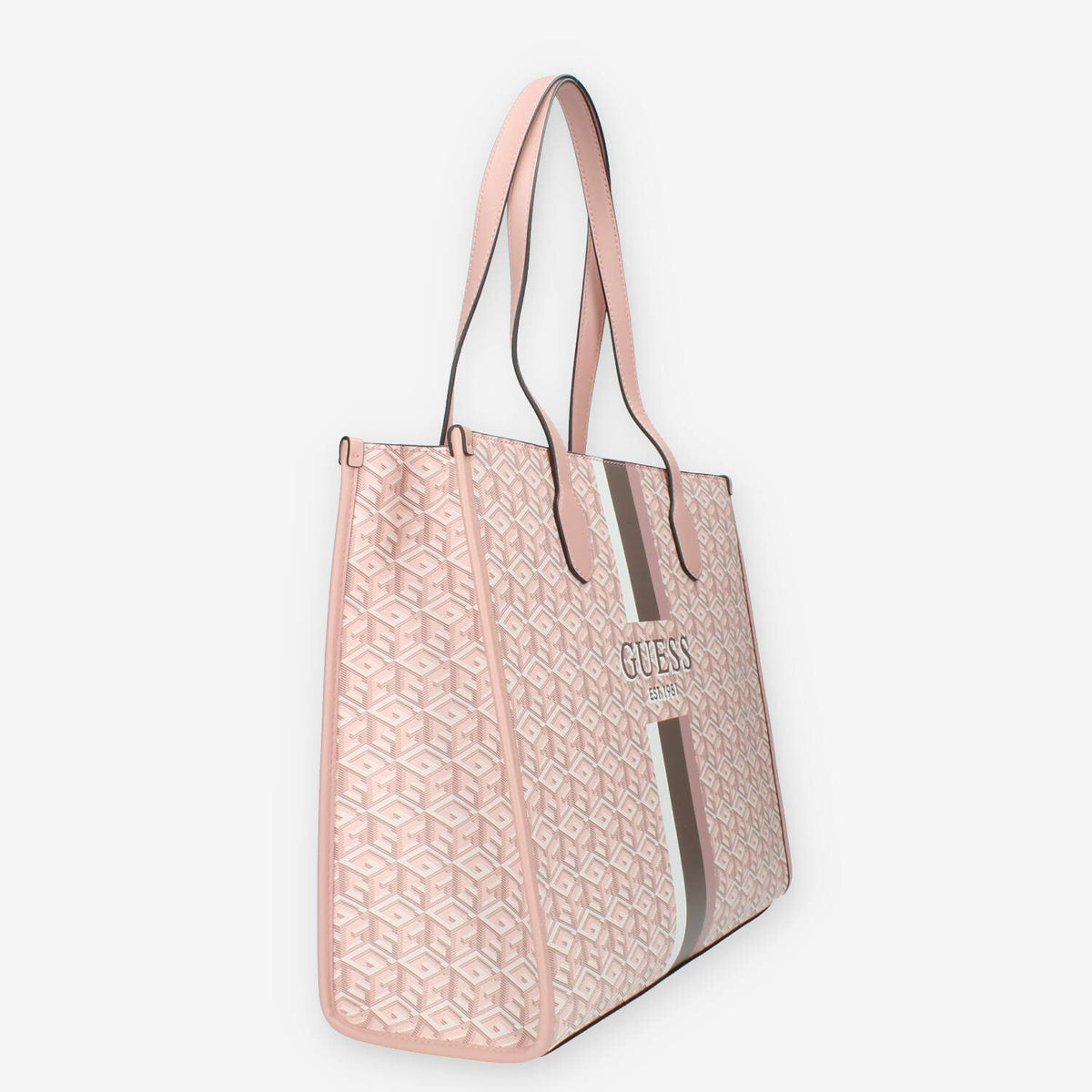 Guess Silvana Borsa modello shopping logata rosa a 3 scomparti