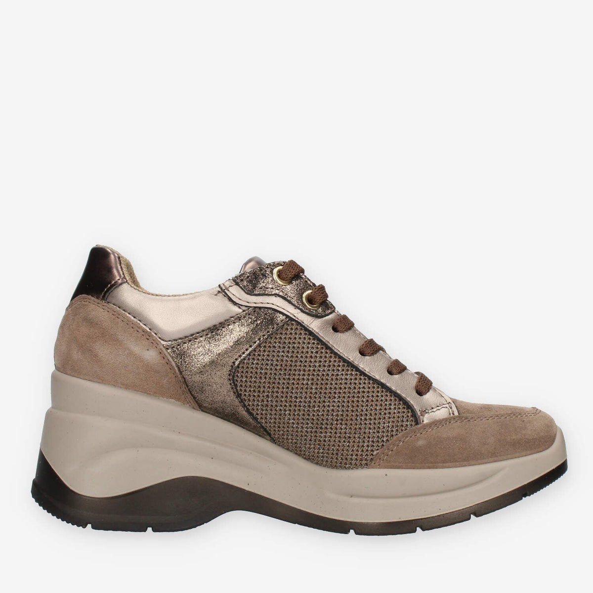 Igi&co Sneakers taupe da donna con zeppa
