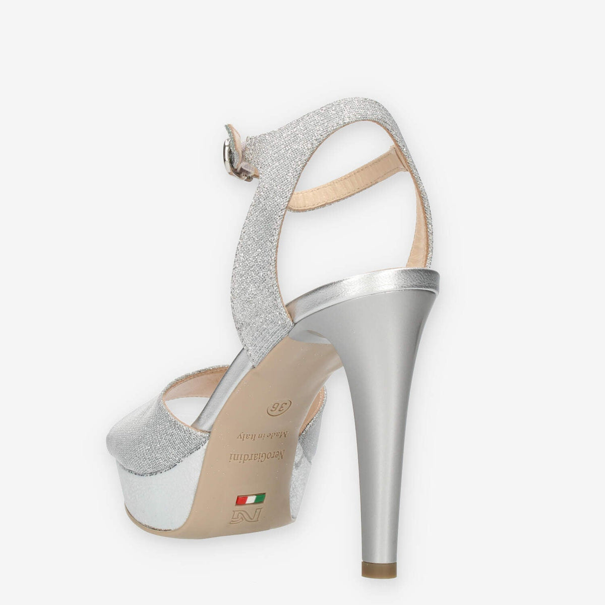 Nero Giardini Sandali glitterati argento con tacco alto