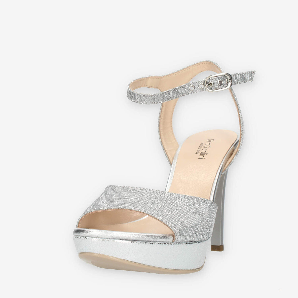 Nero Giardini Sandali glitterati argento con tacco alto