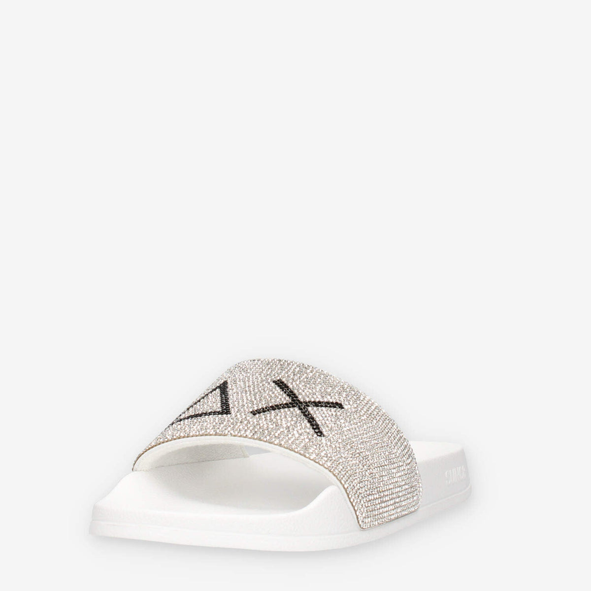 Sun 68 X36211-01BIANCO SLIPPERS STRASS LOGO Ciabatte bianche da donna