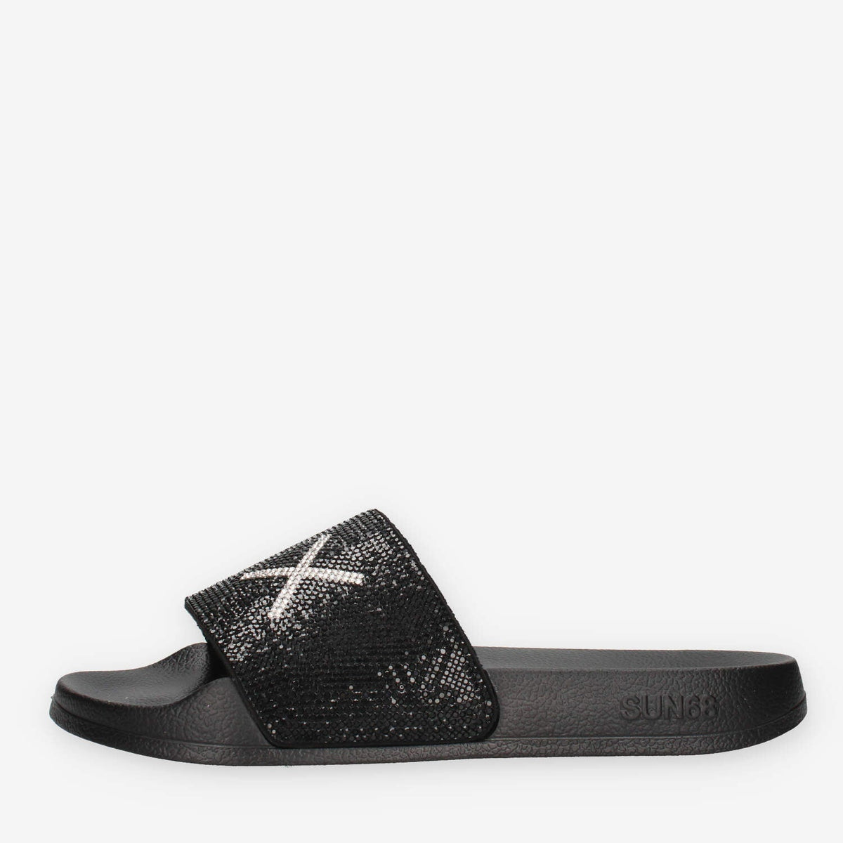 Sun 68 X36211-11NERO SLIPPERS STRASS LOGO Ciabatte nere da donna