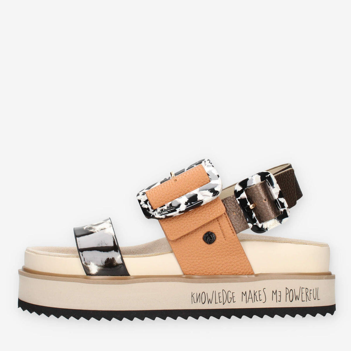 Anekke 42381-423 Sandali da donna cuoio e neri con zeppa