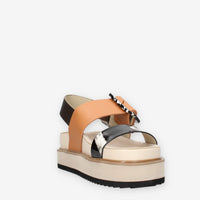 Anekke 42381-423 Sandali da donna cuoio e neri con zeppa
