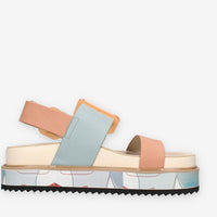 Anekke 42371-BLU-SALM Sandali da donna azzurri e salmone con zeppa