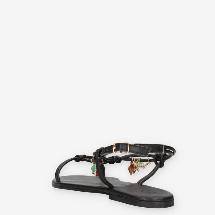 Inuovo H26030-BLACK Infradito neri da donna con applicazioni