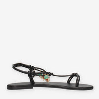 Inuovo H26030-BLACK Infradito neri da donna con applicazioni