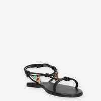 Inuovo H26030-BLACK Infradito neri da donna con applicazioni