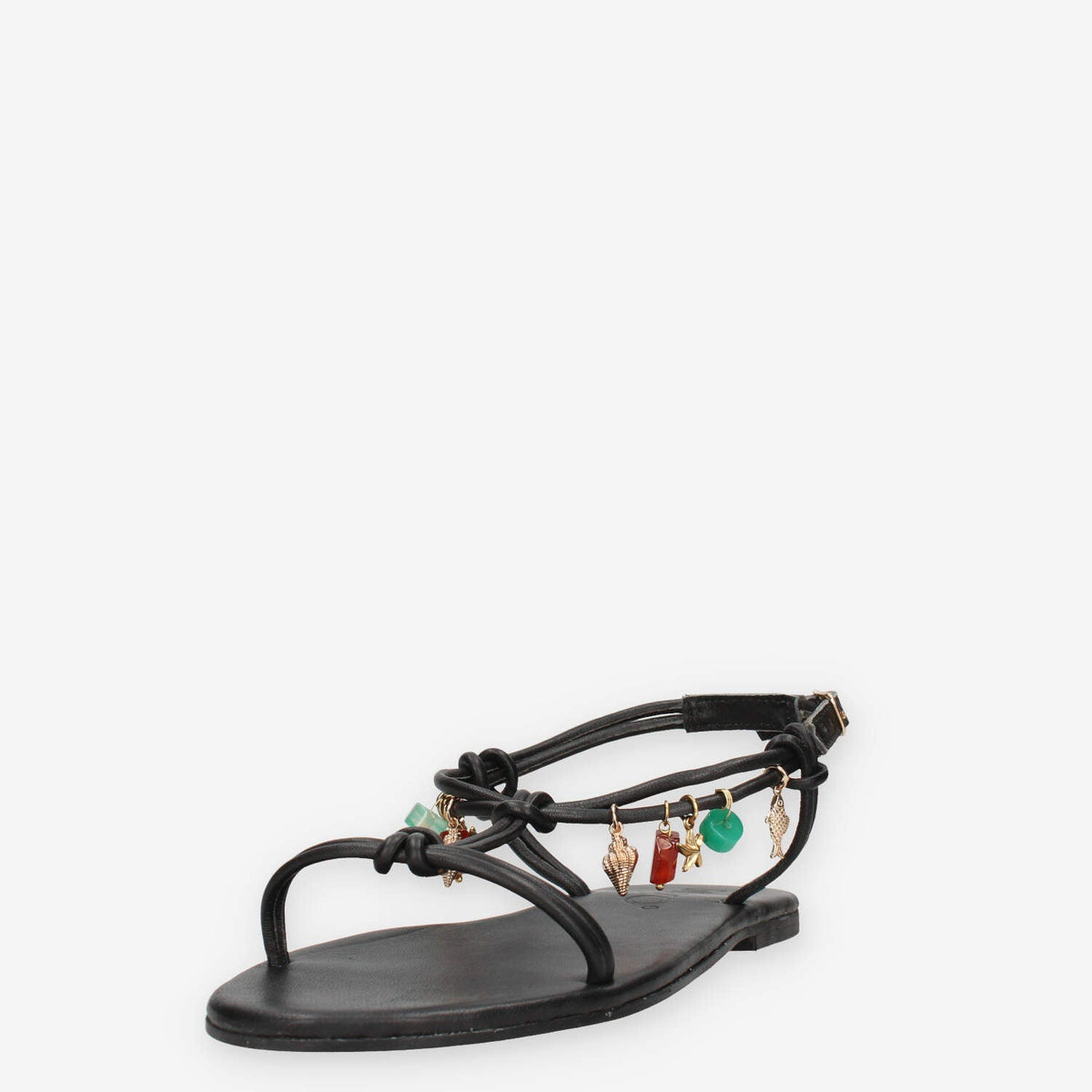 Inuovo H26030-BLACK Infradito neri da donna con applicazioni