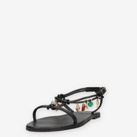 Inuovo H26030-BLACK Infradito neri da donna con applicazioni