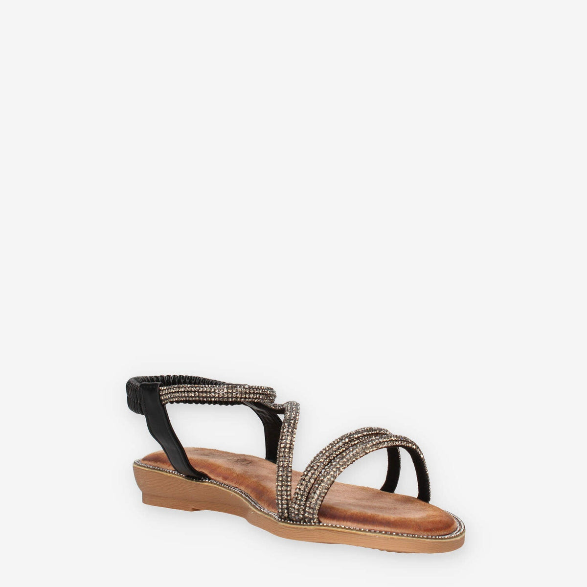 Marina Torres 3T1907-34-BLACK Sandali bassi neri con strass
