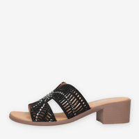 Clia Walk CHIC28-NERO Sandali neri scalzati con strass e tacco
