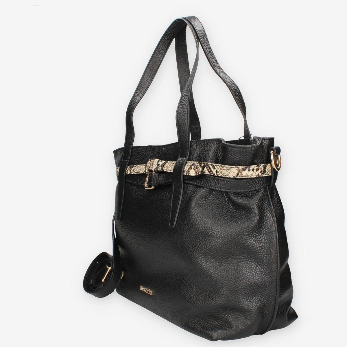Borsa a Spalla Donna Nero Giardini - Modello Dollaro Nero T.Pitone Castoro
