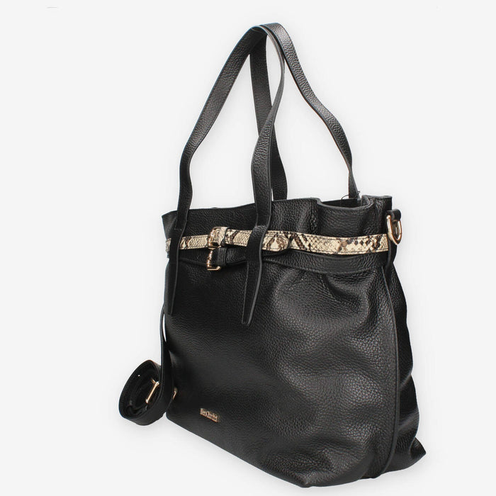 Borsa a Spalla Donna Nero Giardini - Modello Dollaro Nero T.Pitone Castoro