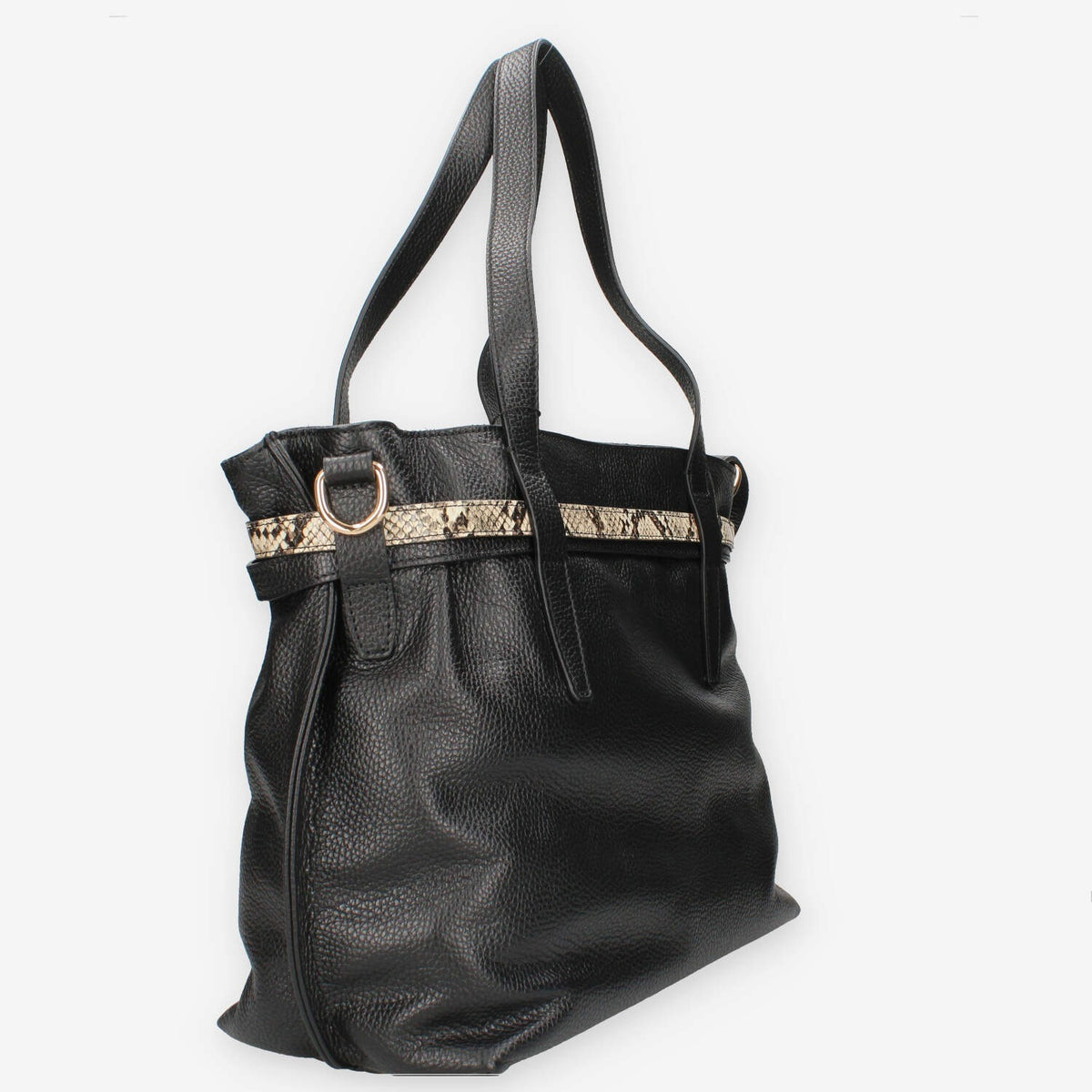Borsa a Spalla Donna Nero Giardini - Modello Dollaro Nero T.Pitone Castoro