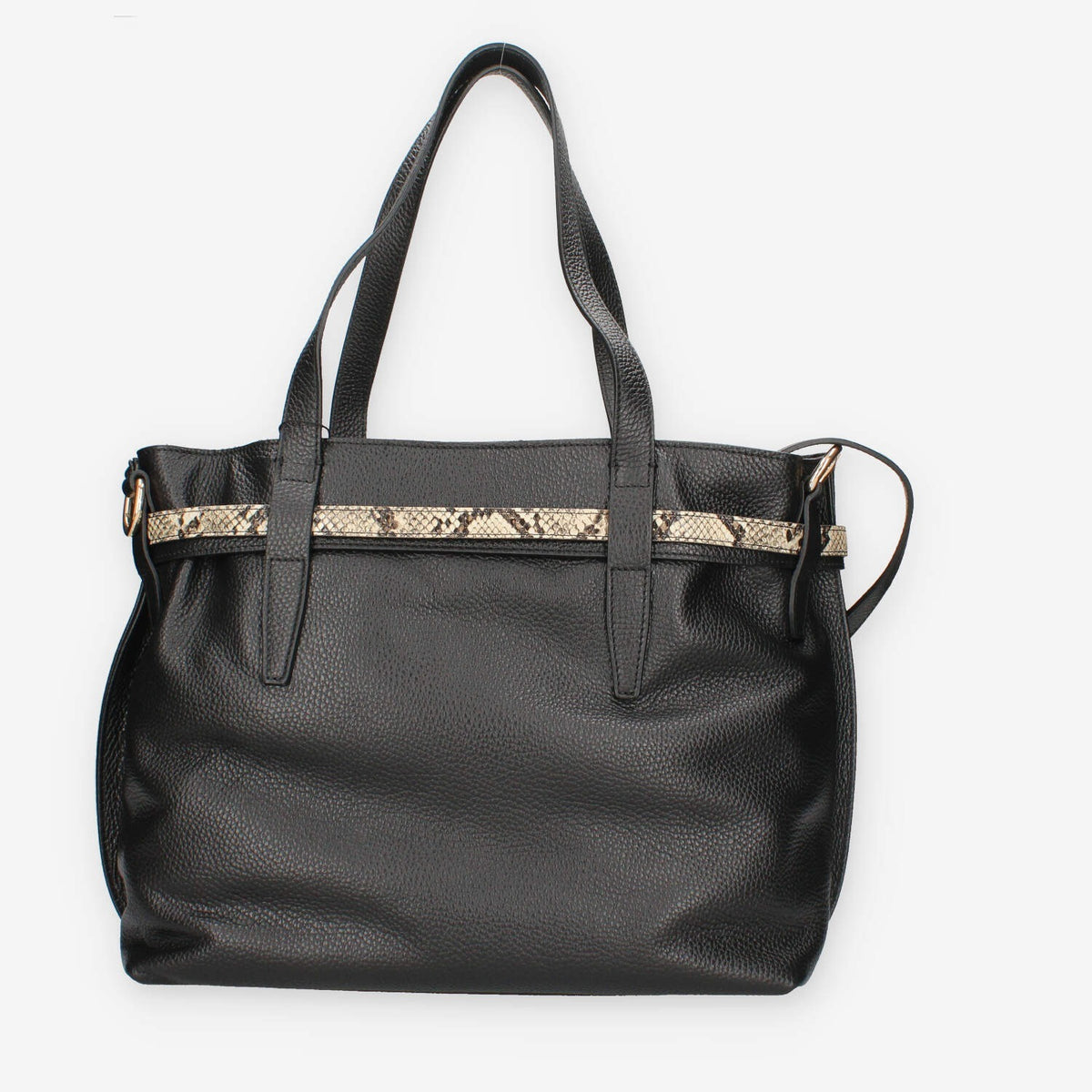 Borsa a Spalla Donna Nero Giardini - Modello Dollaro Nero T.Pitone Castoro