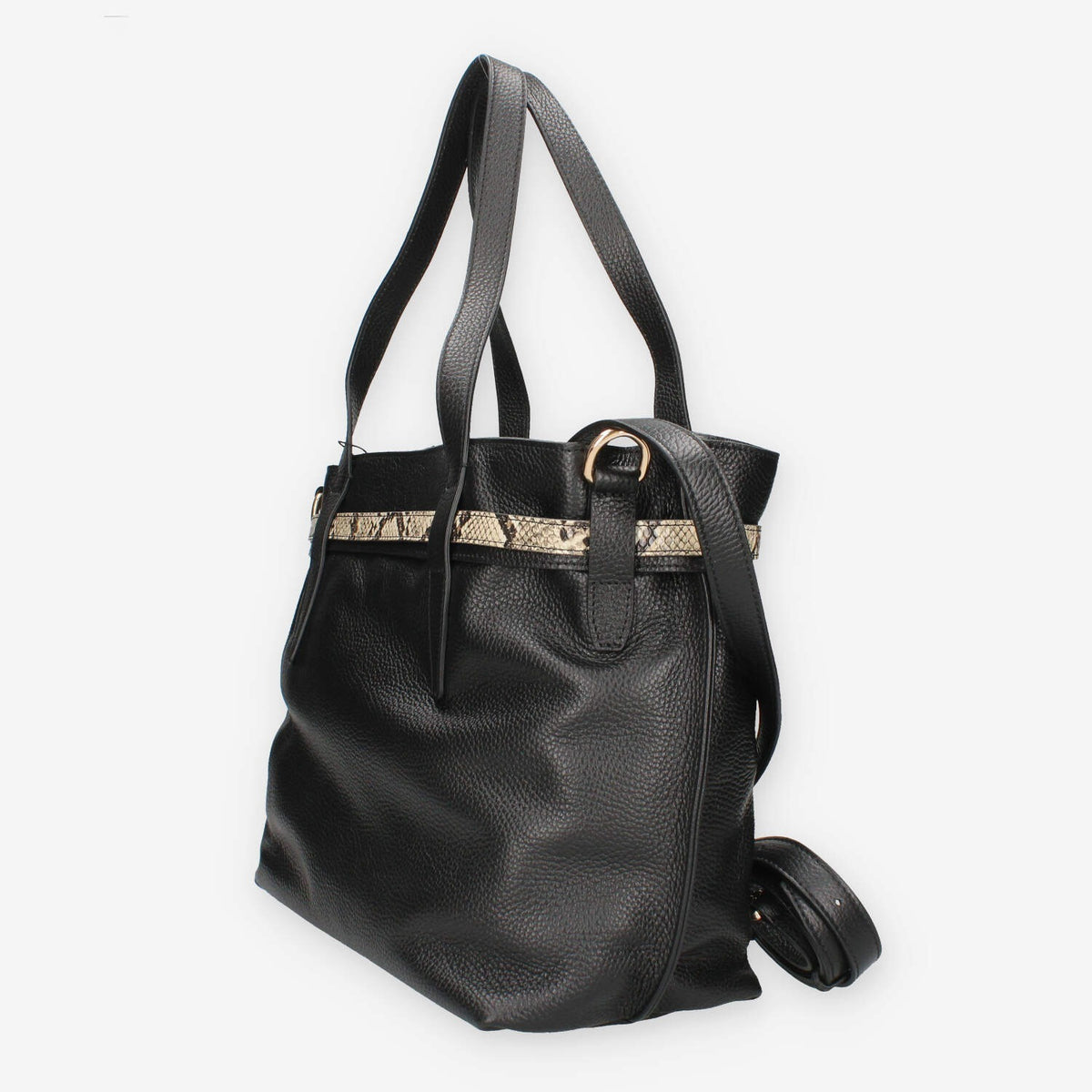 Borsa a Spalla Donna Nero Giardini - Modello Dollaro Nero T.Pitone Castoro
