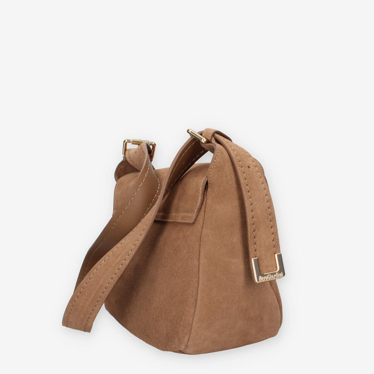 Borsa a Tracolla da Donna VELOUR MOU in Pelle Scamosciata Marrone - Nero Giardini