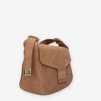 Borsa a Tracolla da Donna VELOUR MOU in Pelle Scamosciata Marrone - Nero Giardini