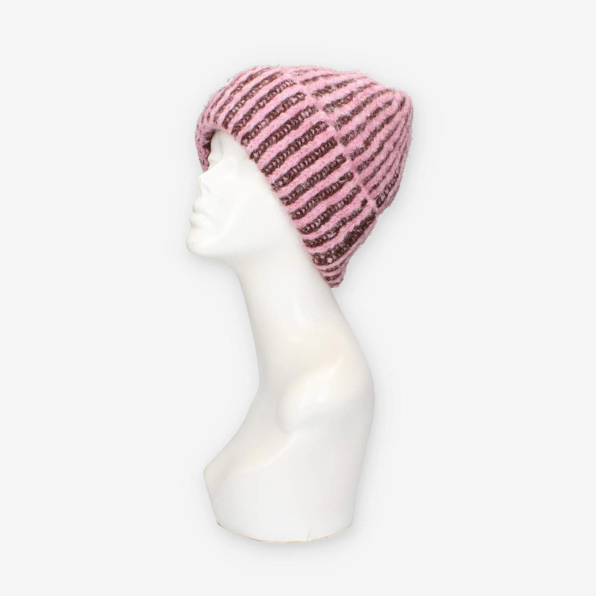 Cappello a Maglia a Righe Rosa e Marrone - Victoria