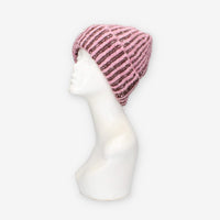 Cappello a Maglia a Righe Rosa e Marrone - Victoria