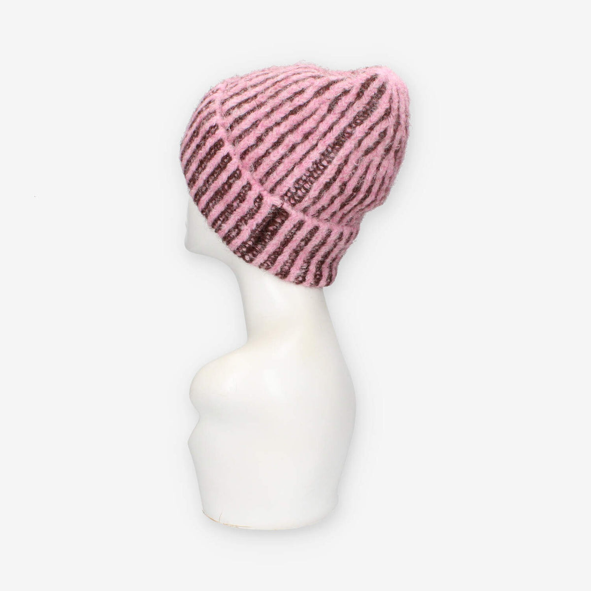 Cappello a Maglia a Righe Rosa e Marrone - Victoria