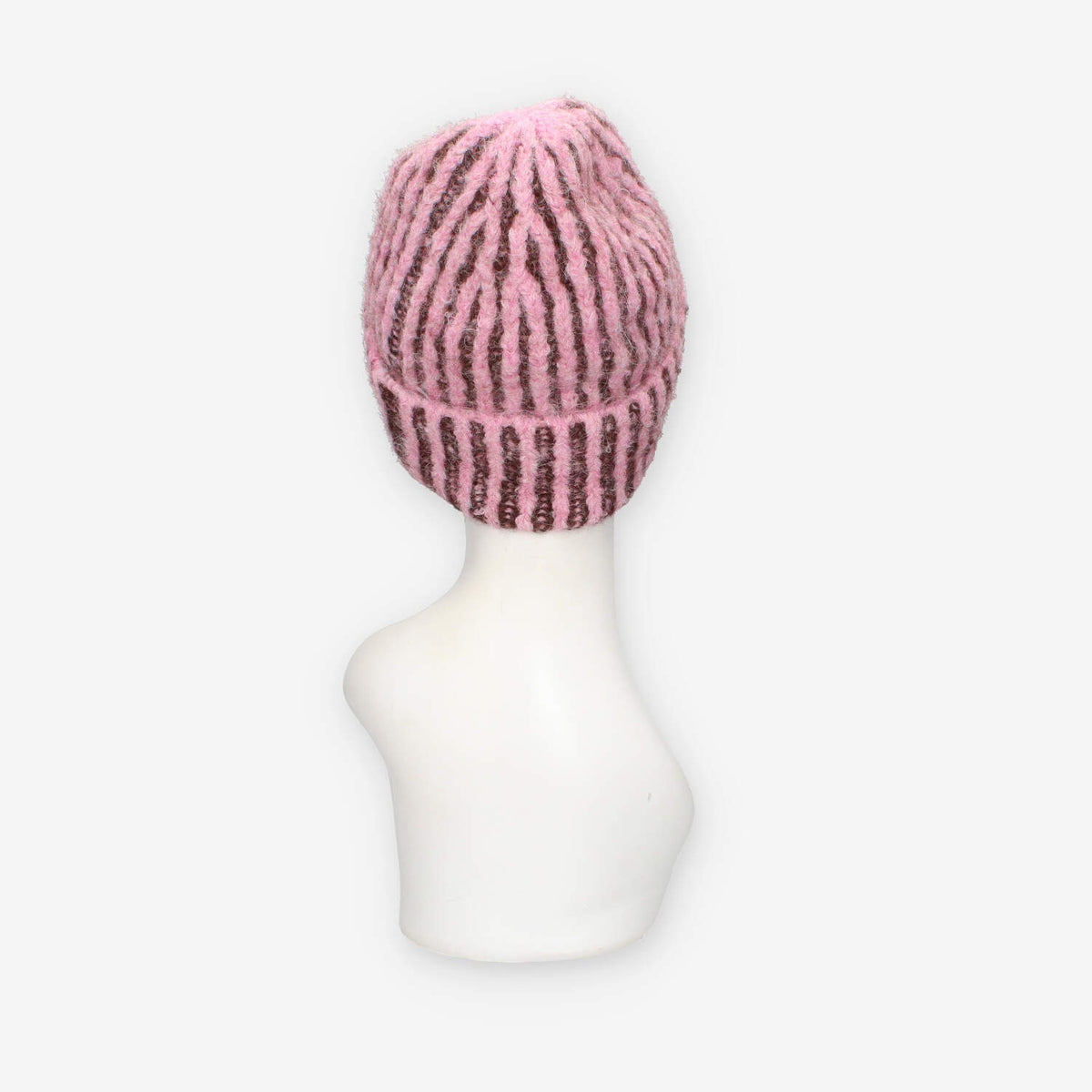 Cappello a Maglia a Righe Rosa e Marrone - Victoria