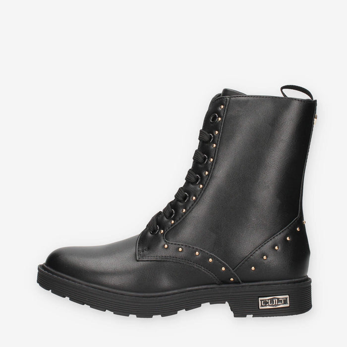 Stivaletti Neri con Borchie e Zip Laterale - Cult T-714-BLACK