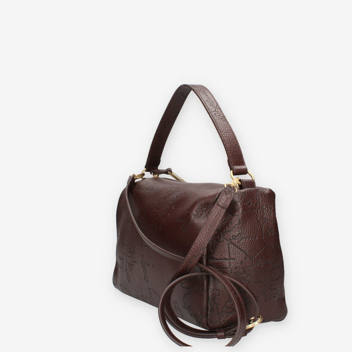 Borsa a Mano Alviero Martini Prima Classe in Pelle Marrone con Motivo Geo