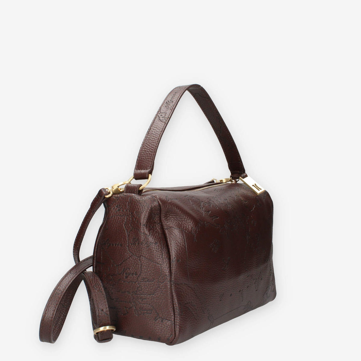 Borsa a Mano Alviero Martini Prima Classe in Pelle Marrone con Motivo Geo