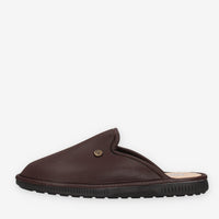 Pantofole in Pelle Memory Foam Clia Walk - Marrone Scuro