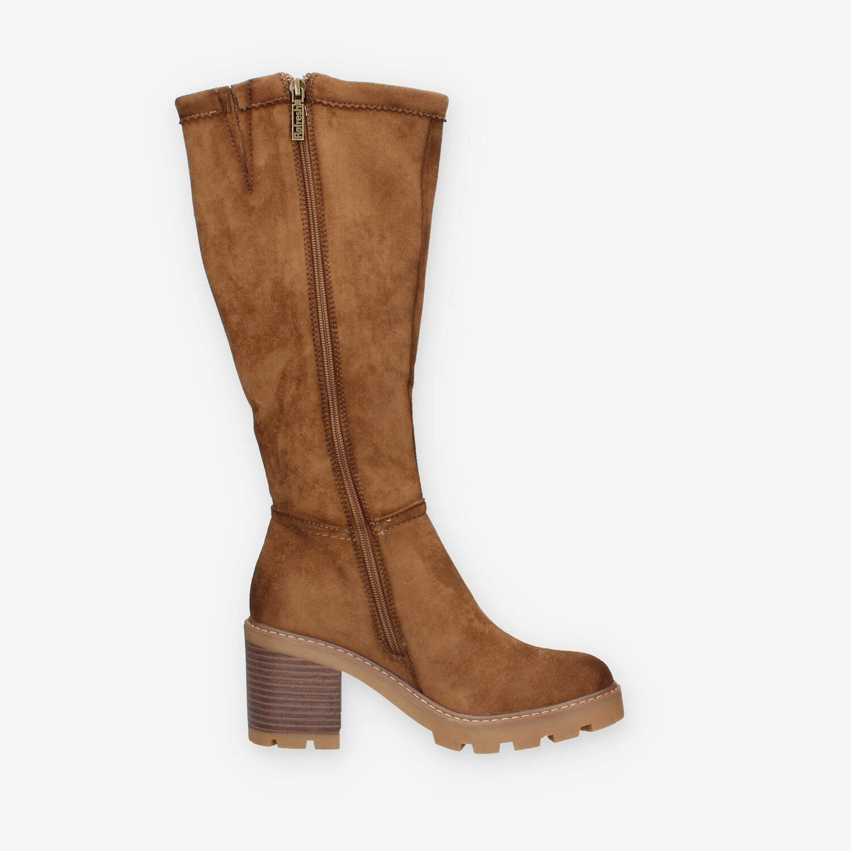 Stivali al Ginocchio in Eco-Pelle Scamosciata Camel - Refresh