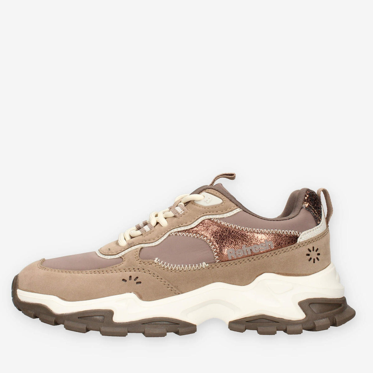 Sneakers Donna Taupe con Dettagli Brillanti - Refresh