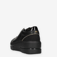 Sneakers Eleganti Donna Serena in Pelle sintetica Nera con Dettagli Dorati