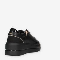 Sneakers Eleganti Donna Serena in Pelle sintetica Nera con Dettagli Dorati