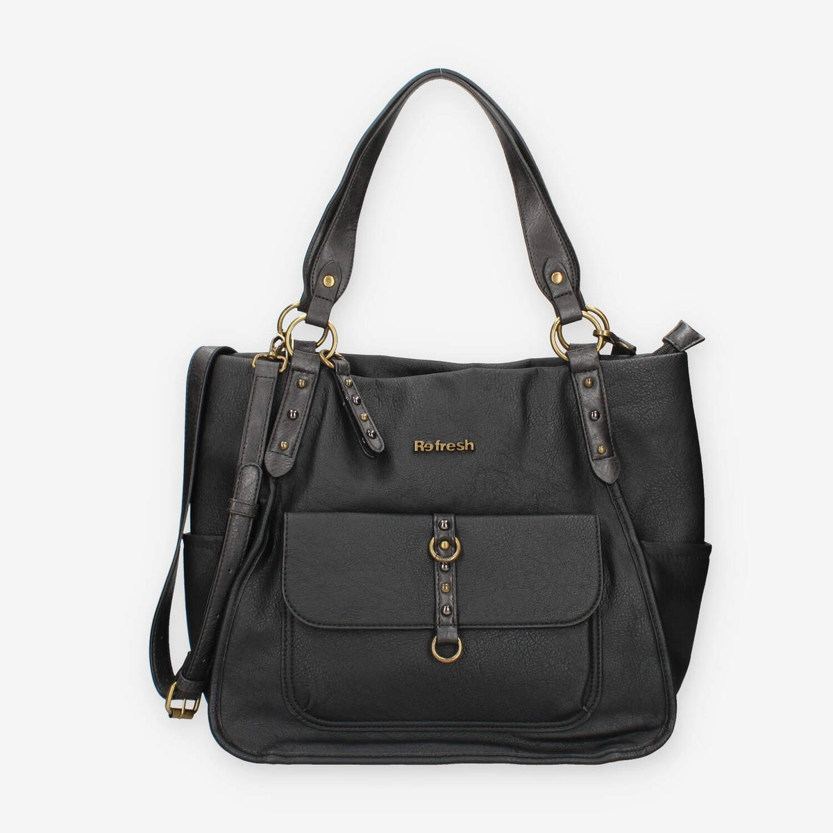 Borsa a Spalla in Pelle Sintetica Nera - Refresh