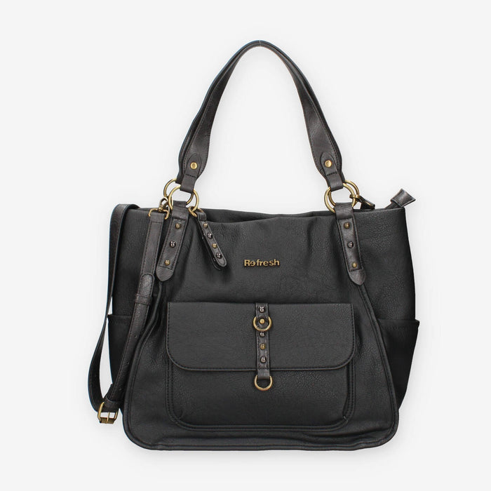 Borsa a Spalla in Pelle Sintetica Nera - Refresh