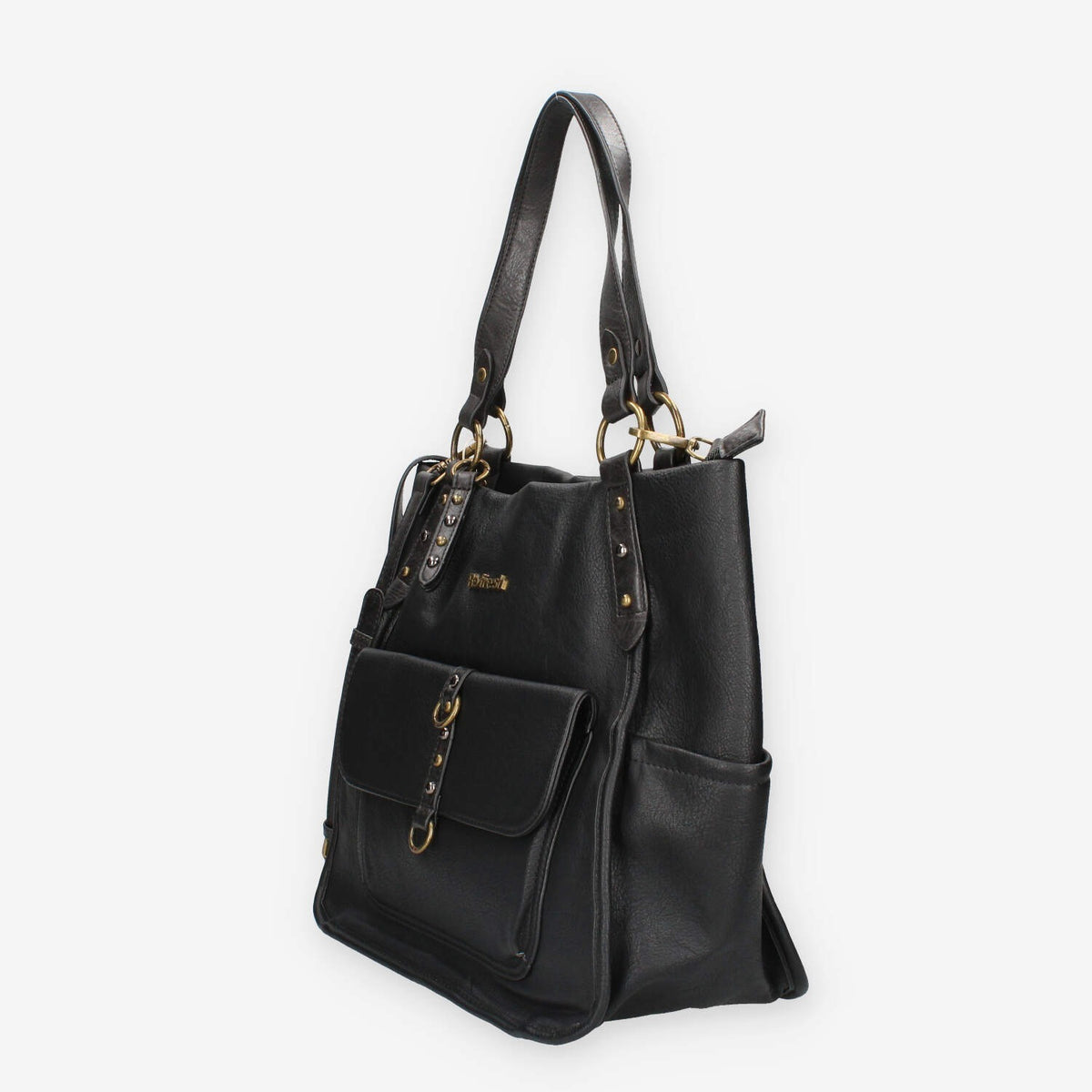 Borsa a Spalla in Pelle Sintetica Nera - Refresh