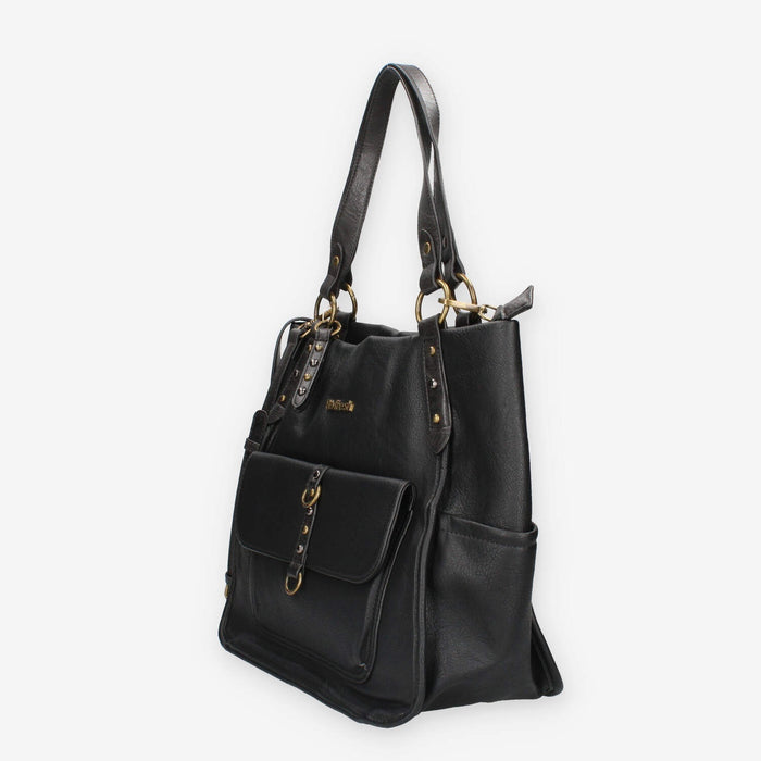 Borsa a Spalla in Pelle Sintetica Nera - Refresh