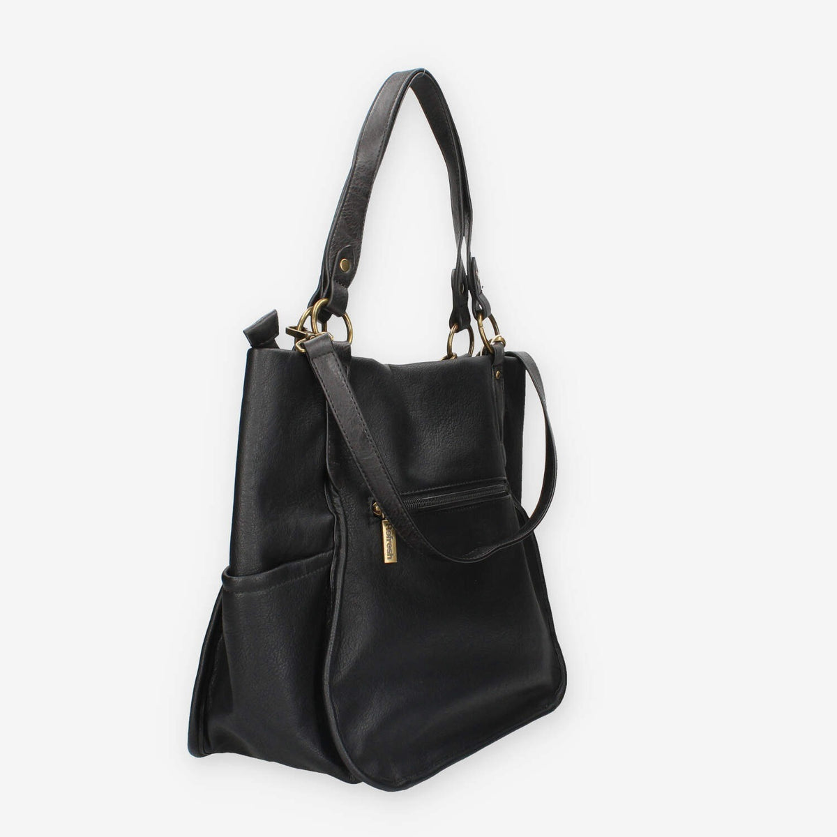 Borsa a Spalla in Pelle Sintetica Nera - Refresh