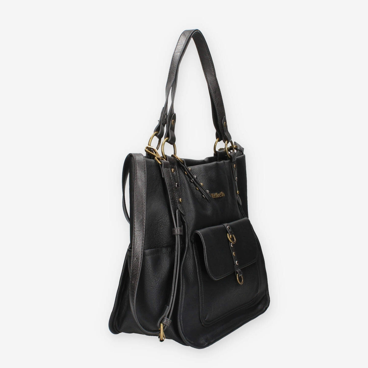 Borsa a Spalla in Pelle Sintetica Nera - Refresh
