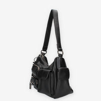 Borsa a Spalla in Pelle sintetica Nera con Tasche Multiple - Refresh