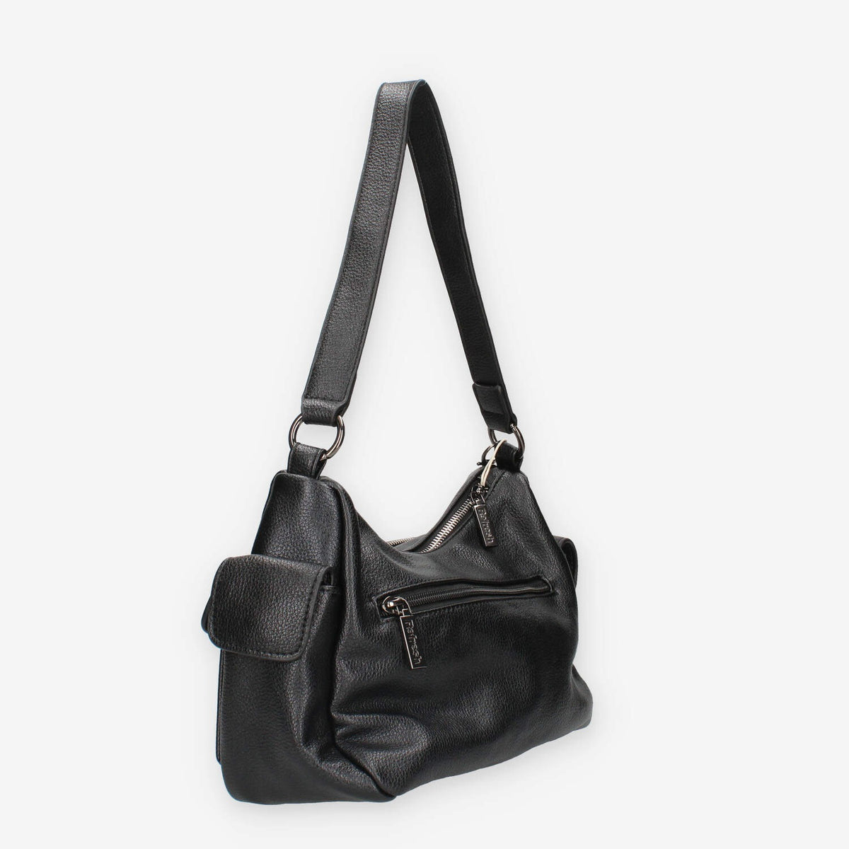 Borsa a Spalla in Pelle sintetica Nera con Tasche Multiple - Refresh