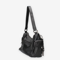 Borsa a Spalla in Pelle sintetica Nera con Tasche Multiple - Refresh