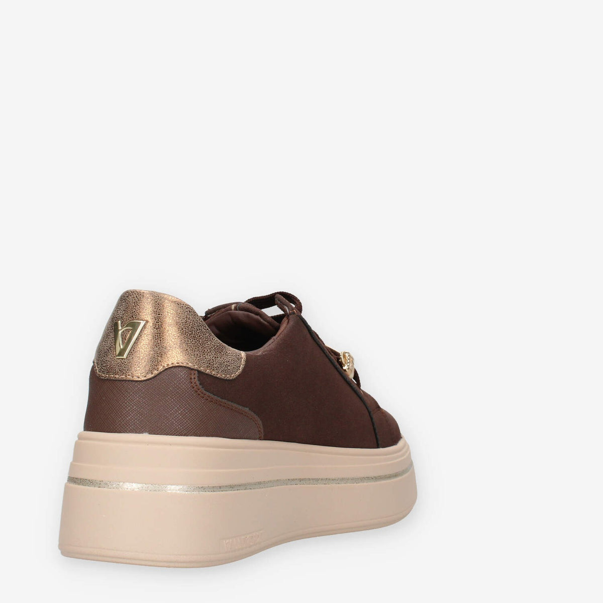 Sneakers Platform Marroni con Dettagli Dorati - VALLEVERDE