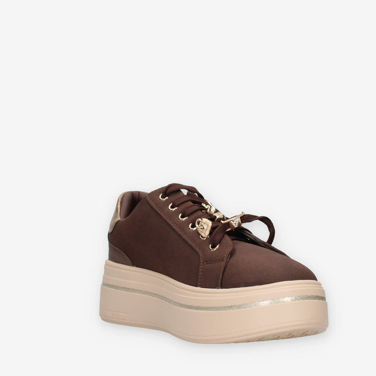 Sneakers Platform Marroni con Dettagli Dorati - VALLEVERDE