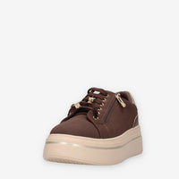 Sneakers Platform Marroni con Dettagli Dorati - VALLEVERDE