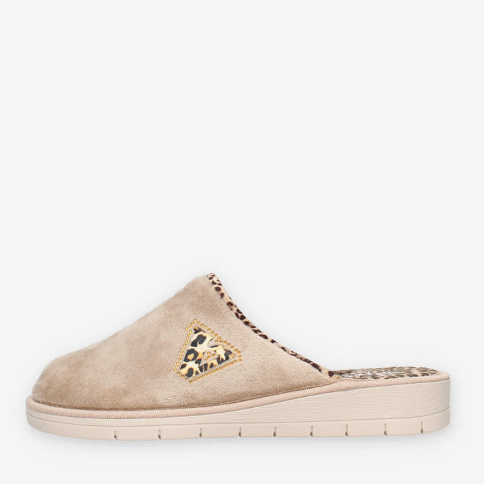 Pantofole Beige con Dettagli Animalier - VALLEVERDE